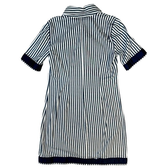 1901 Blue White Striped Cotton Yacht Boating Golf Club Dress Womens Size 2 - Picture 3 of 7